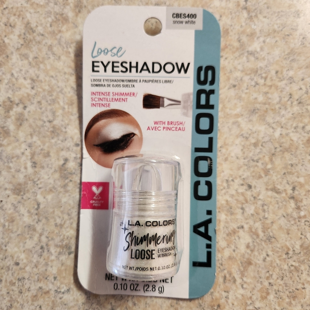 L.A. Colors Intense Shimmering Loose Eyeshadow With Brush CBES400 Snow White